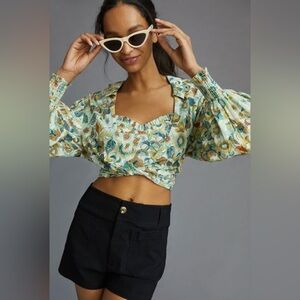 Anthropologie Twist Crop Top Set Size SM